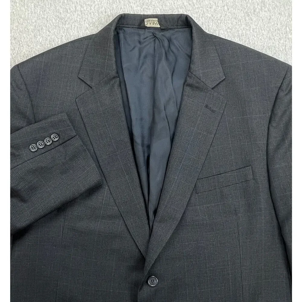 Jos A Bank Blazer Mens 48R Glen Plaid Single 100% Wool Single Breasted Signature